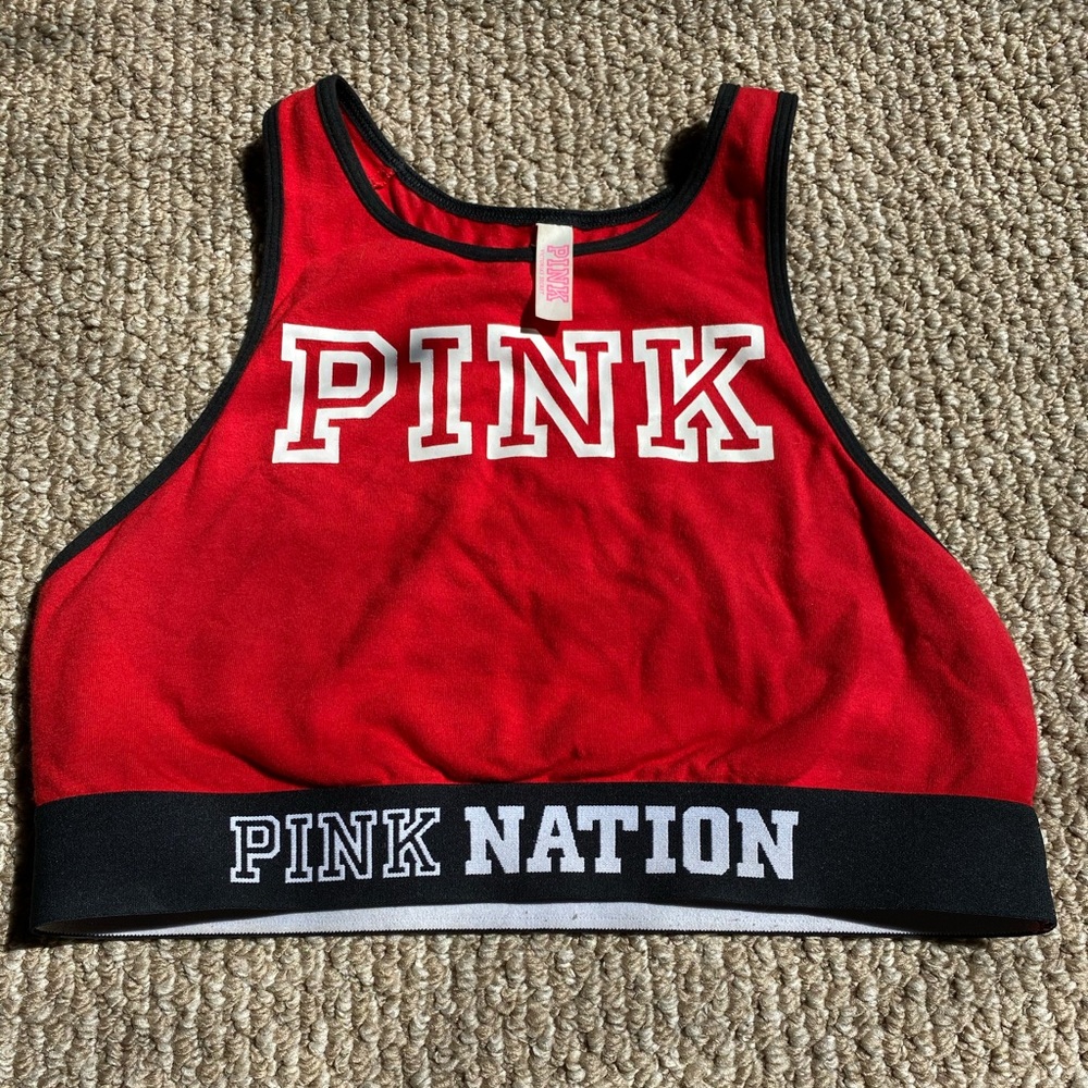 Red sports bra, racer back